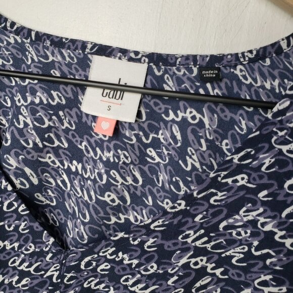 Cabi Te Amo Printed‎ Balloon Sleeve Blouse S Blue Top - Picture 2 of 11